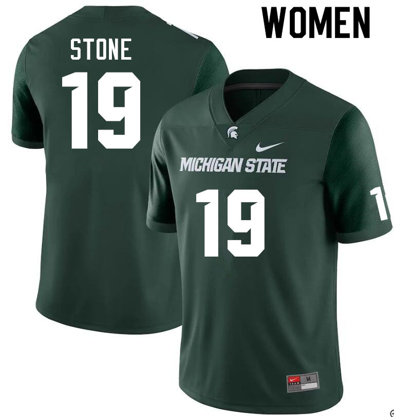 Women #19 Jack Stone Michigan State Spartans College Football Jerseys Sale-Green